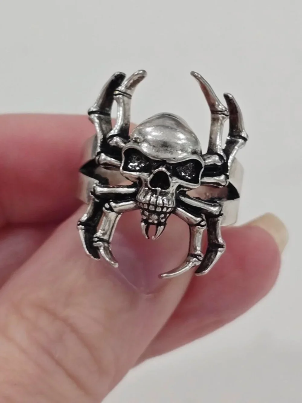 Killstar ✦ Deadly Spider Ring ✦ Silver Skull‑Spider Gothic Statement Design 8